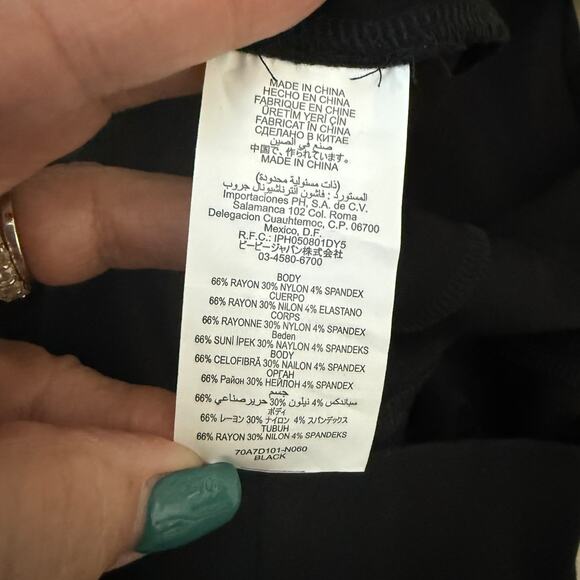 Women's Bebe Black Ruffle Sleeve Keyhole Back Sheath Dress Size XS NEW - Picture 6 of 10